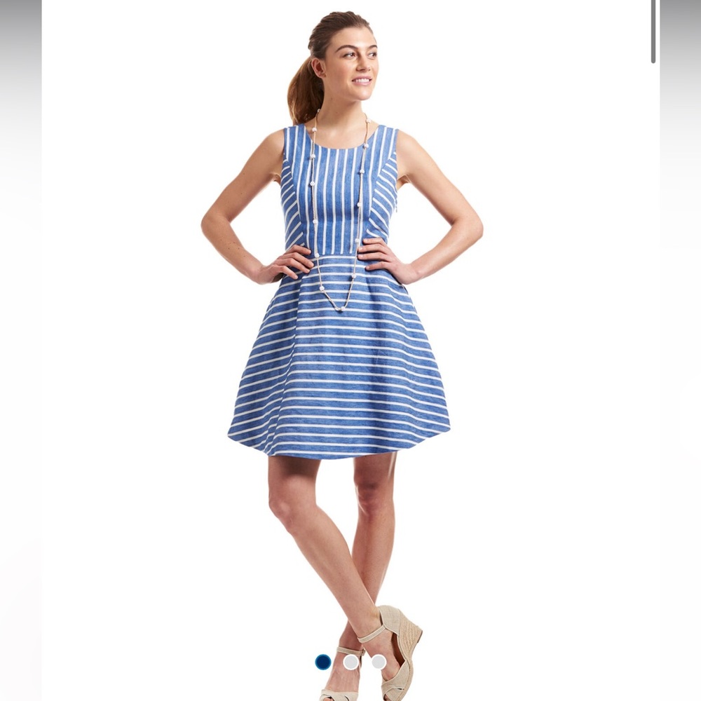 Vineyard Vines NWT Cotton Linen Stripe Dress Blue/White Striped‎ Size 2